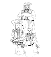 A coloring page of renaissance clothing